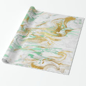 Elegant modern goudgroen wit marmer cadeaupapier (Uitgerold)