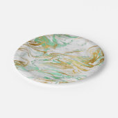 Elegant modern goudgroen wit marmer papieren bordje (Gekanteld)