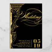 Elegant  modern goudhuwelijk folie uitnodiging (Voorkant)