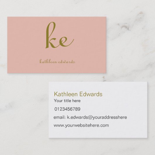 Elegant Modern Goudkleurige en Roze Professioneel Visitekaartje (Voorkant / Achterkant)