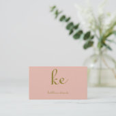 Elegant Modern Goudkleurige en Roze Professioneel Visitekaartje (Staand voorkant)