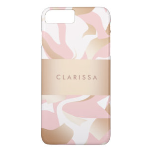 Elegant modern goudroze wit abstract patroon 	iPhone 8/7 plus hoesje