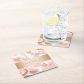 Elegant modern goudroze wit abstract patroon kartonnen onderzetters (Insitu)