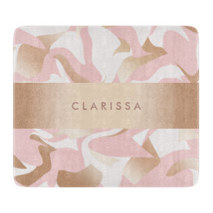 Elegant modern goudroze wit abstract patroon snijplank
