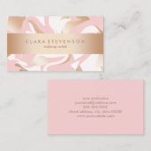 Elegant modern goudroze wit abstract patroon visitekaartje (Voorkant / Achterkant)