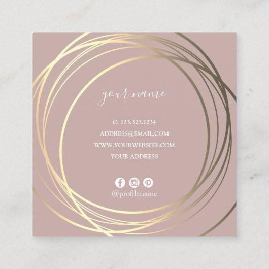 Elegant modern goudtrouwplanner vierkante visitekaartje (Achterkant)