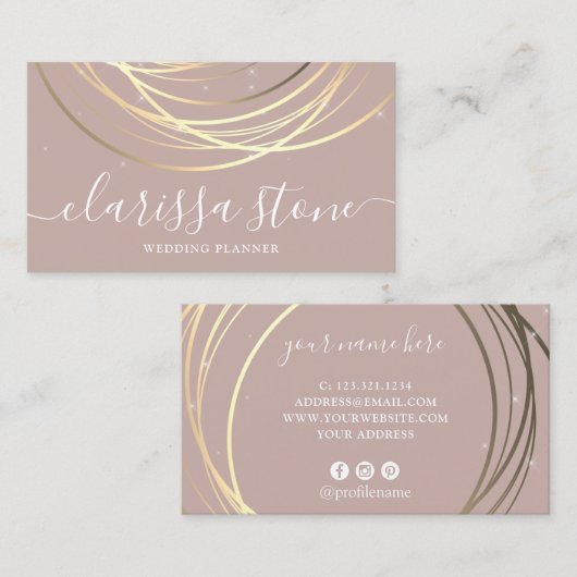 Elegant modern goudtrouwplanner visitekaartje (Voorkant / Achterkant)