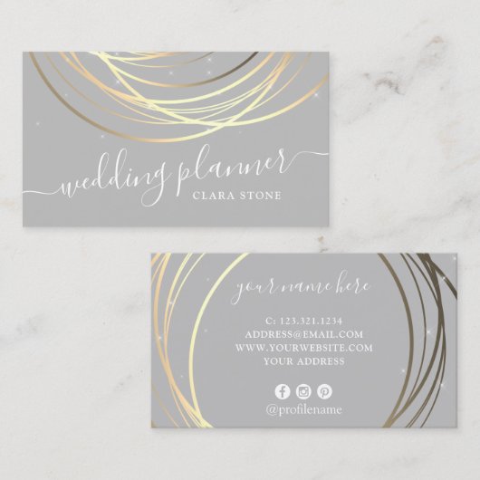 Elegant modern goudtrouwplanner visitekaartje (Voorkant / Achterkant)