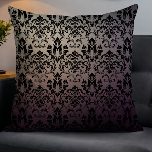 Elegant Modern Gradient Damask Donker Paarse Verva Kussen