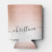 Elegant modern gradiënt koper goud witte marmer blikjeskoeler (Achterkant)