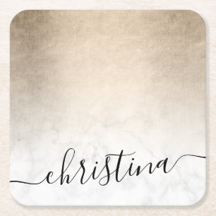 Elegant modern gradiënt koper goud witte marmer kartonnen onderzetters