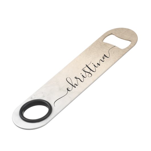 Elegant modern gradiënt koper goud witte marmer speed flessenopener (Voorkant Gekanteld)