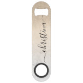 Elegant modern gradiënt koper goud witte marmer speed flessenopener (Achterkant)