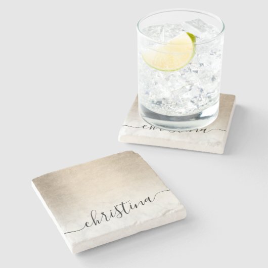 Elegant modern gradiënt koper goud witte marmer stenen onderzetter (Zijkant)