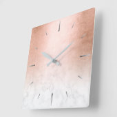 Elegant modern gradiënt koper goud witte marmer vierkante klok (Hoek)