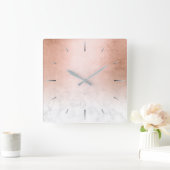 Elegant modern gradiënt koper goud witte marmer vierkante klok (Huis)