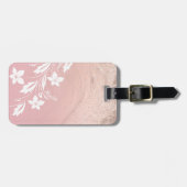 Elegant modern gradiënt roos goud glitter floral bagagelabel (Voorkant horizontaal)