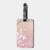 Elegant modern gradiënt roos goud glitter floral bagagelabel (Achterkant verticaal)