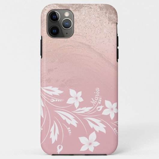 Elegant modern gradiënt roos goud glitter floral Case-Mate iPhone case (Achterkant)