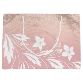Elegant modern gradiënt roos goud glitter floral groot cadeauzakje (Voorkant)