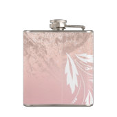 Elegant modern gradiënt roos goud glitter floral heupfles (Achterkant)