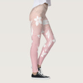 Elegant modern gradiënt roos goud glitter floral leggings (Rechts)