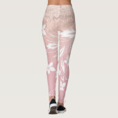 Elegant modern gradiënt roos goud glitter floral leggings (Achterkant)