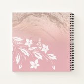 Elegant modern gradiënt roos goud glitter floral notitieboek (Achterkant)