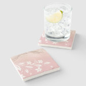 Elegant modern gradiënt roos goud glitter floral stenen onderzetter (Zijkant)