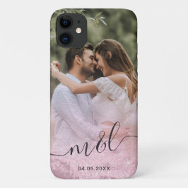 Elegant modern gradiënt roos goud glitter foto Case-Mate iPhone case