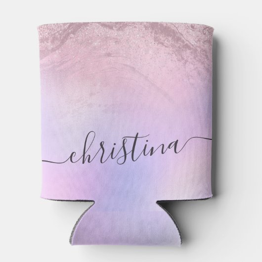 Elegant modern gradiënt roos goud glitter paars blikjeskoeler (Achterkant)