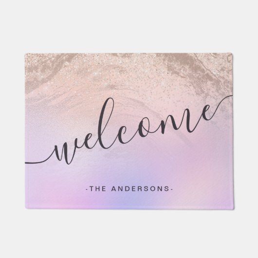 Elegant modern gradiënt roos goud glitter paars deurmat (Voorkant)