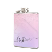 Elegant modern gradiënt roos goud glitter paars heupfles (Links)