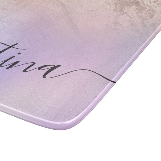 Elegant modern gradiënt roos goud glitter paars snijplank (Hoek)