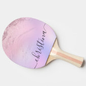 Elegant modern gradiënt roos goud glitter paars tafeltennisbatje (Zijkant)