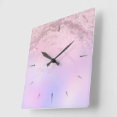 Elegant modern gradiënt roos goud glitter paars vierkante klok (Hoek)