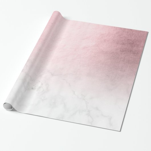 Elegant modern gradiënt roos goud witte marmer cadeaupapier (Uitgerold)