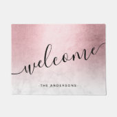 Elegant modern gradiënt roos goud witte marmer deurmat (Voorkant)