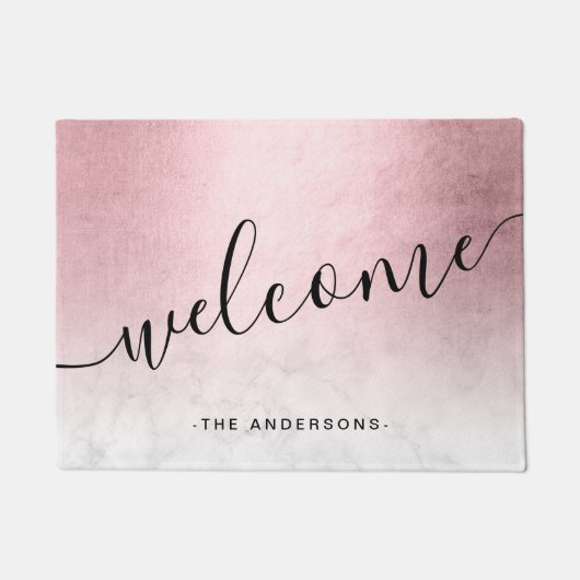 Elegant modern gradiënt roos goud witte marmer deurmat (Voorkant)