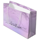 Elegant modern gradiënt violet glitter marmer groot cadeauzakje (Voorkant Gekanteld)