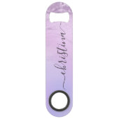 Elegant modern gradiënt violet glitter marmer speed flessenopener (Achterkant)