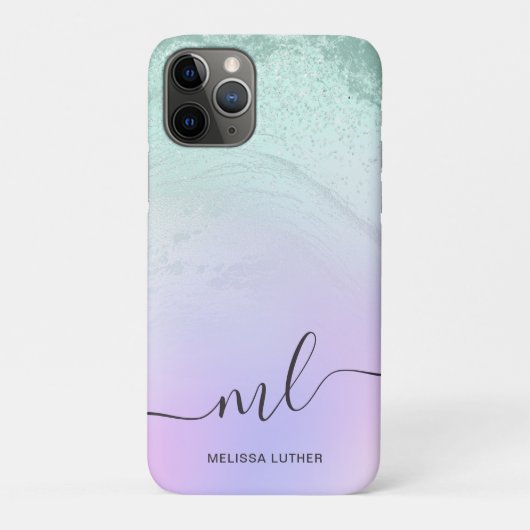Elegant modern gradiëntmunt groen glitter paars Case-Mate iPhone case (Achterkant)