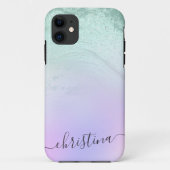Elegant modern gradiëntmunt groen glitter paars Case-Mate iPhone case (Achterkant)