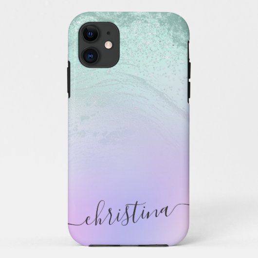 Elegant modern gradiëntmunt groen glitter paars Case-Mate iPhone case (Achterkant)