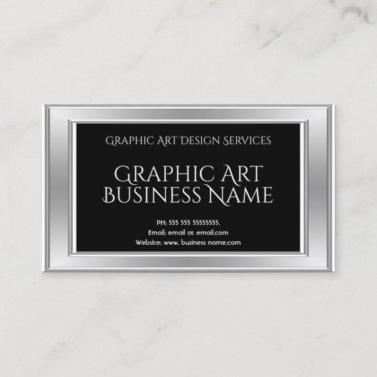 Elegant modern grafisch ontwerp - zwart zilver visitekaartje (Voorkant)