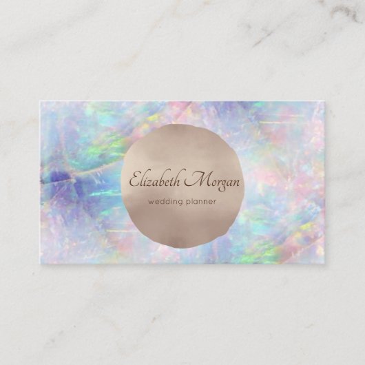 Elegant modern grafisch Roos Gold Cirkel opal Visitekaartje (Voorkant)