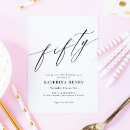 Elegant modern grafisch script 50e verjaardag kaart