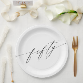Elegant modern grafisch script 50e verjaardag papieren bordje