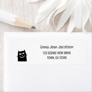 Elegant Modern Grappige Kat Grimas Retouradres Etiket