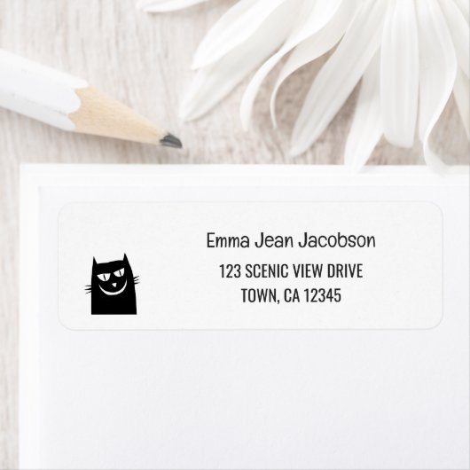 Elegant Modern Grappige Kat Grimas Retouradres Etiket (Insitu)